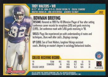 2000 Bowman #202 Troy Walters Back