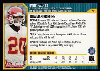 2000 Bowman #223 Dante Hall Back