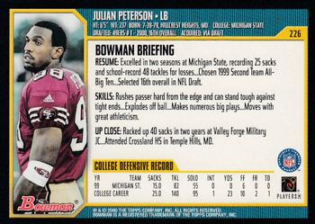 2000 Bowman #226 Julian Peterson Back