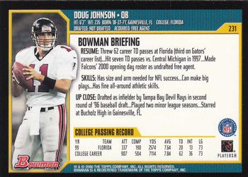 2000 Bowman #231 Doug Johnson Back