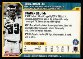 2000 Bowman #235 Thomas Hamner Back