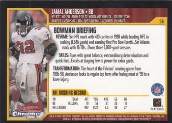 2000 Bowman Chrome #58 Jamal Anderson Back