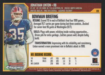 2000 Bowman Chrome #89 Jonathan Linton Back
