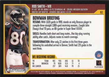 2000 Bowman Chrome #92 Rod Smith Back