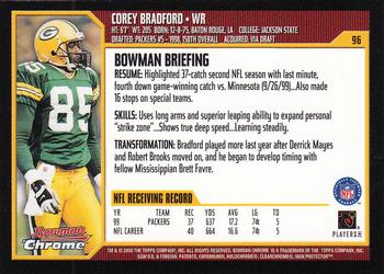 2000 Bowman Chrome #96 Corey Bradford Back