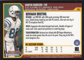 2000 Bowman Chrome #102 Marvin Harrison Back