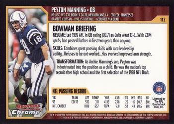 2000 Bowman Chrome #112 Peyton Manning Back