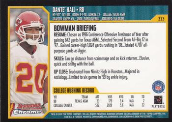 2000 Bowman Chrome #223 Dante' Hall Back