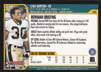 2000 Bowman Chrome #224 Chad Morton Back