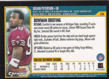 2000 Bowman Chrome #226 Julian Peterson Back