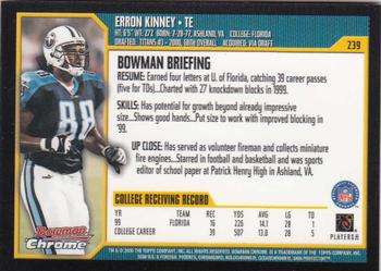 2000 Bowman Chrome #239 Erron Kinney Back