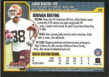 2000 Bowman Chrome #240 JaJuan Dawson Back