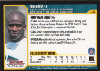 2000 Bowman Chrome #242 Deon Grant Back