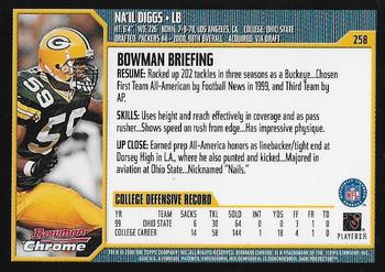 2000 Bowman Chrome #258 Na'il Diggs Back