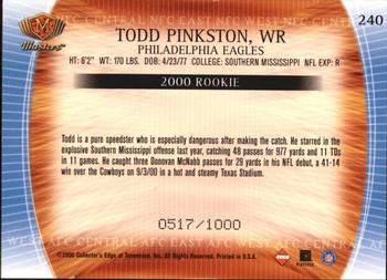 2000 Collector's Edge Masters #240 Todd Pinkston Back