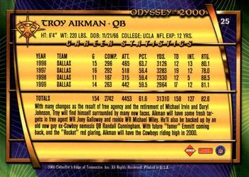 2000 Collector's Edge Odyssey #25 Troy Aikman Back