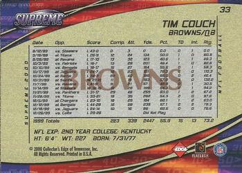 2000 Collector's Edge Supreme #33 Tim Couch Back