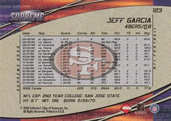2000 Collector's Edge Supreme #123 Jeff Garcia Back