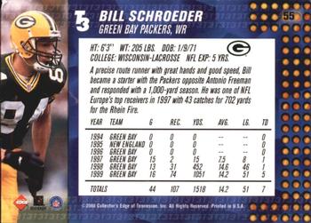 2000 Collector's Edge T3 #55 Bill Schroeder Back