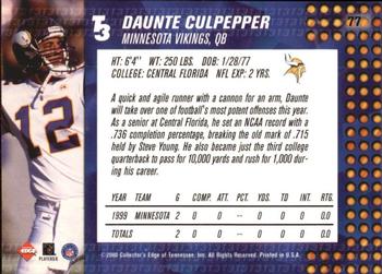 2000 Collector's Edge T3 #77 Daunte Culpepper Back