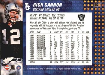 2000 Collector's Edge T3 #97 Rich Gannon Back