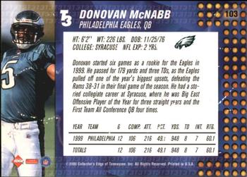 2000 Collector's Edge T3 #103 Donovan McNabb Back
