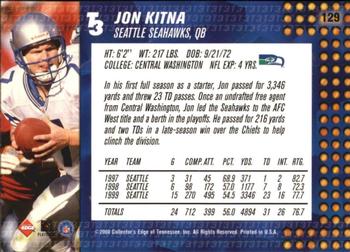 2000 Collector's Edge T3 #129 Jon Kitna Back