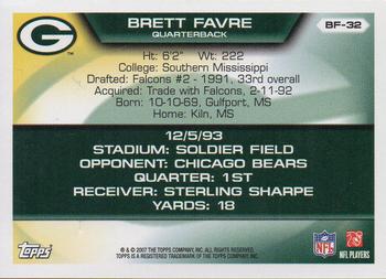 2007 Topps - Brett Favre Collection #BF-32 Brett Favre Back