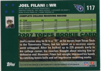 2007 Topps - Rookies #117 Joel Filani Back
