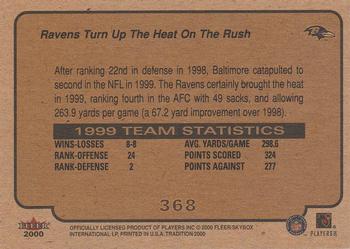 2000 Fleer Tradition #368 Ravens Turn Up the Heat on the Rush Back