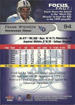 2000 Fleer Focus #94 Frank Wycheck Back