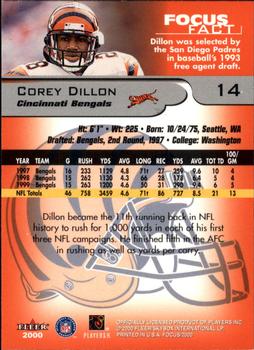 2000 Fleer Focus #14 Corey Dillon Back