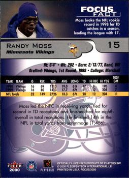 2000 Fleer Focus #15 Randy Moss Back