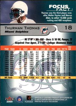 2000 Fleer Focus #18 Thurman Thomas Back