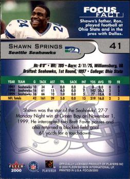 2000 Fleer Focus #41 Shawn Springs Back