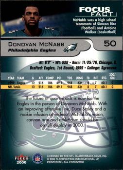2000 Fleer Focus #50 Donovan McNabb Back