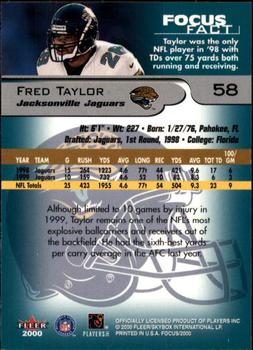 2000 Fleer Focus #58 Fred Taylor Back