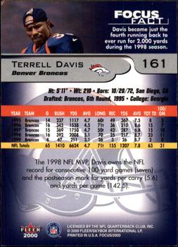 2000 Fleer Focus #161 Terrell Davis Back
