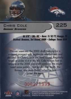 2000 Fleer Focus #225 Chris Cole Back