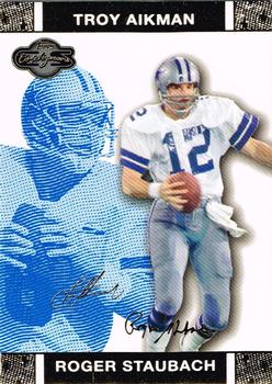 2007 Topps Co-Signers - Changing Faces Gold Blue #39 Roger Staubach / Troy Aikman Front