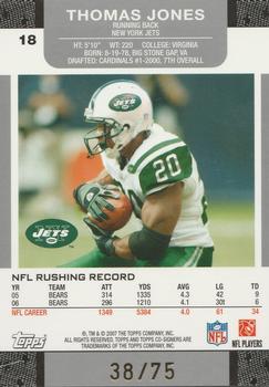 2007 Topps Co-Signers - Changing Faces Holosilver Green #18 Thomas Jones / Jerricho Cotchery Back