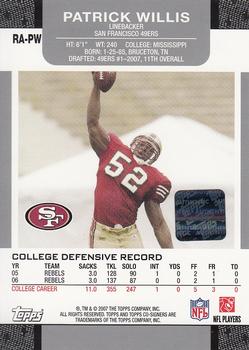 2007 Topps Co-Signers - Rookie Autographs #RA-PW Patrick Willis Back