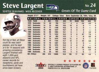 2000 Fleer Greats of the Game #24 Steve Largent Back