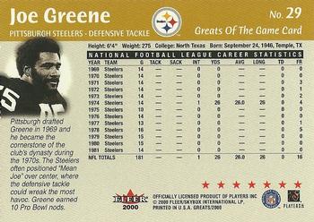 2000 Fleer Greats of the Game #29 Joe Greene Back