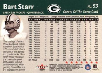2000 Fleer Greats of the Game #53 Bart Starr Back