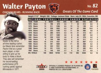 2000 Fleer Greats of the Game #82 Walter Payton Back