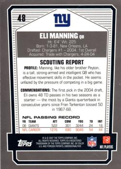 2007 Topps Draft Picks & Prospects - Chrome Black #48 Eli Manning Back