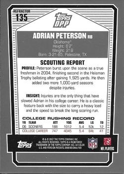 2007 Topps Draft Picks & Prospects - Chrome Black Refractors #135 Adrian Peterson Back