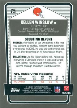 2007 Topps Draft Picks & Prospects - Chrome Bronze #75 Kellen Winslow Back