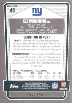 2007 Topps Draft Picks & Prospects - Chrome Bronze Refractors #48 Eli Manning Back